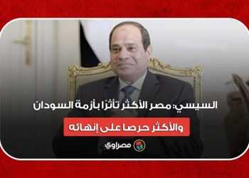 السيسي: مصر الأكثر تأثرًا بأزمة السودان والأكثر حرصا على إنهائها