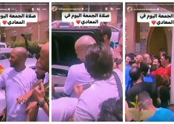 صور- تزاحم وتجمهر على محمد رمضان عقب صلاة الجمعة في المعادي