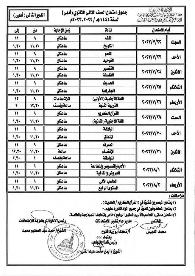 جداول-امتحانات-الدور-الثاني-بالأزهر-(2)