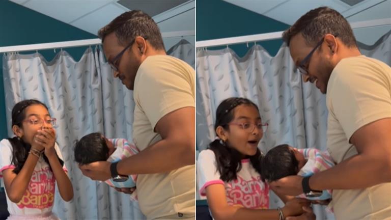 فيديو مذهل.. رد فعل طفلة بعد رؤية شقيقها حديث الولادة