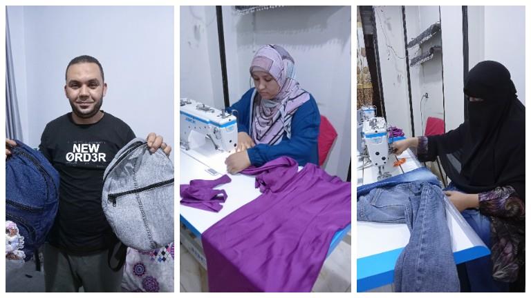 “من الشنطة للفستان”.. أسرة بالمنوفية تعيد استخدام الملابس القديمة لصناعة منتجات جديدة- فيديو وصور
