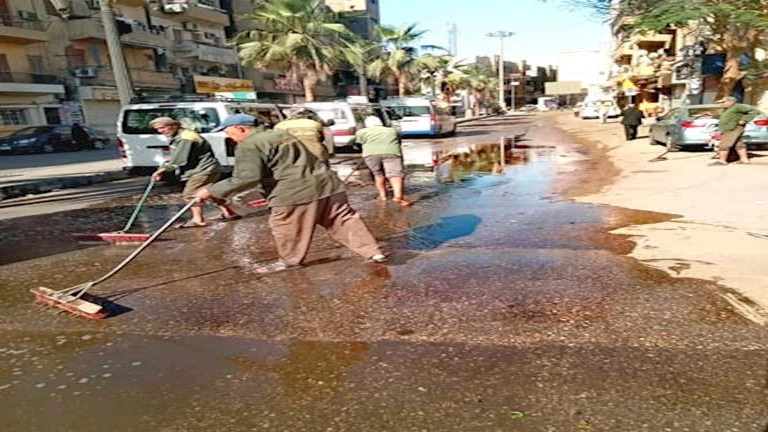 بالصور- الأقصر تواصل حملات النظافة بمحيط طريق الكباش استعدادًا لاستقبال السائحين