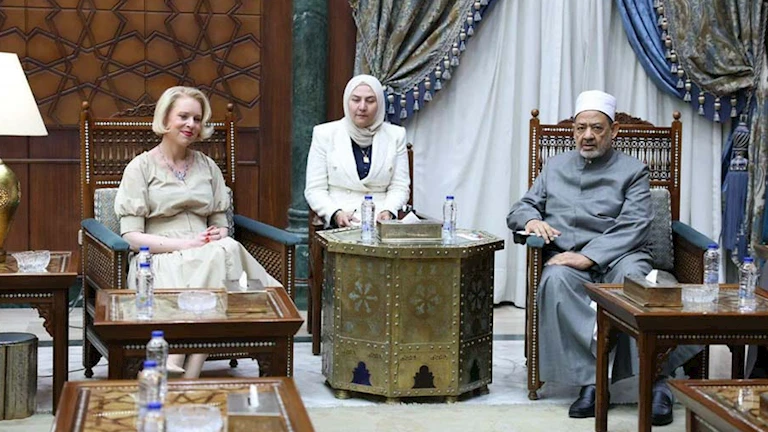 شيخ الأزهر و رئيسة البرلمان السلوفيني يتَّفقان على تكثيف الضَّغط لإنهاء العدوان على غزة