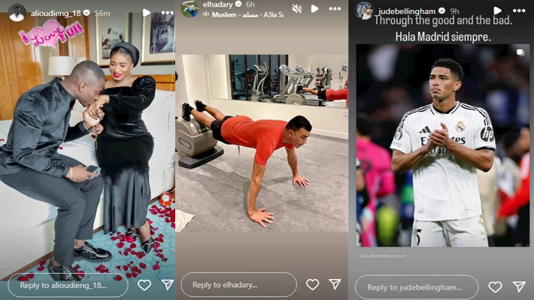 ستوري نجوم كرة القدم.. الحضري داخل الجيم.. ديانج وزوجته.. وسام أبو علي في مران الأهلي