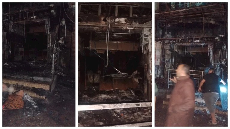 السيطرة على حريق نشب بمحل مشويات فى قليوب -صور