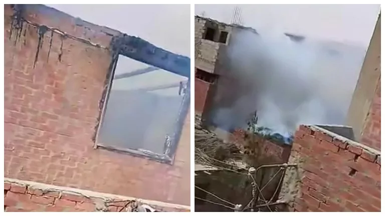 حريق هائل يلتهم منزلين في قرية شفيق بالشرقية