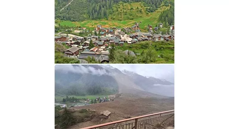 انهيار جليدي كارثي يدمر قرية سويسرية