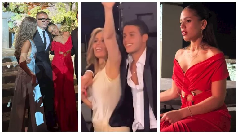 بالصور.. أحدث ظهور لـ كنزي وجنا رفقة والدهما عمرو دياب في حفل زفاف