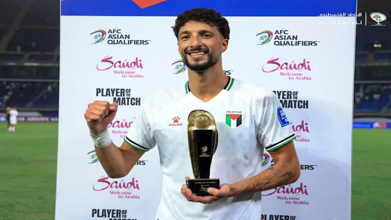 رسالة مؤثرة من وسام أبو علي بعد خسارة فلسطين فرص التأهل لمونديال 2026