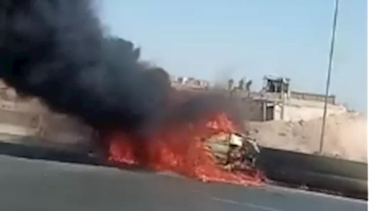 تصادم مرعب يودي بحياة راكب حرقًا ويصيب 5 على محور 26 يوليو |صور وفيديو