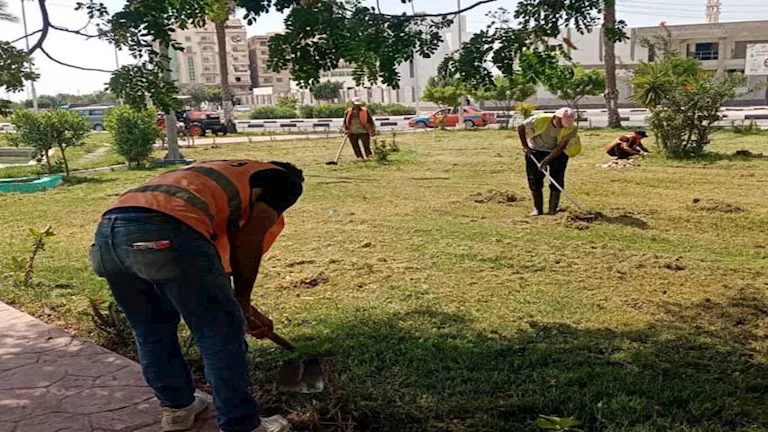 استمرار أعمال التجميل ورفع المخلفات بميادين الإسماعيلية