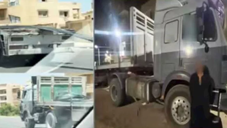 فيديو مثير | سائق نقل يحمّل أسياخ حديد بارزة.. والداخلية تتح