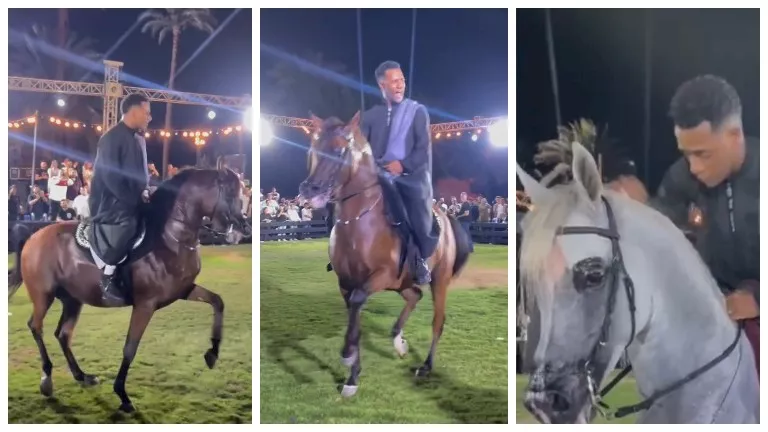 بالفيديو.. محمد رمضان يرقص بالحصان من كواليس تصوير كليب “من ضهر راجل”