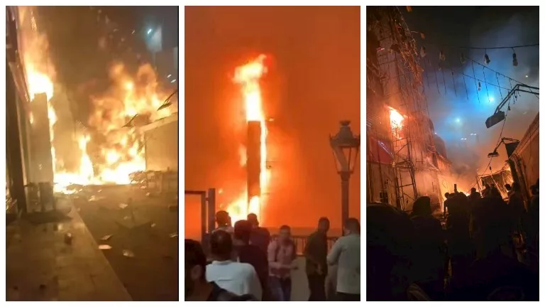 10 صور ترصد اللحظات الأولى من حريق محلات قرب مترو شبرا