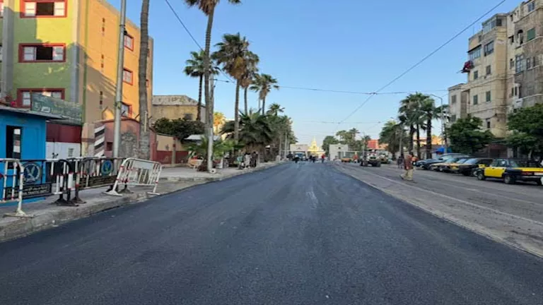 بنسبة 100%.. رصف 22 شارع بحي الجمرك في الإسكندرية – صور