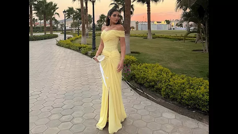 ملك أحمد زاهر تخطف الأنظار بفستان جذاب