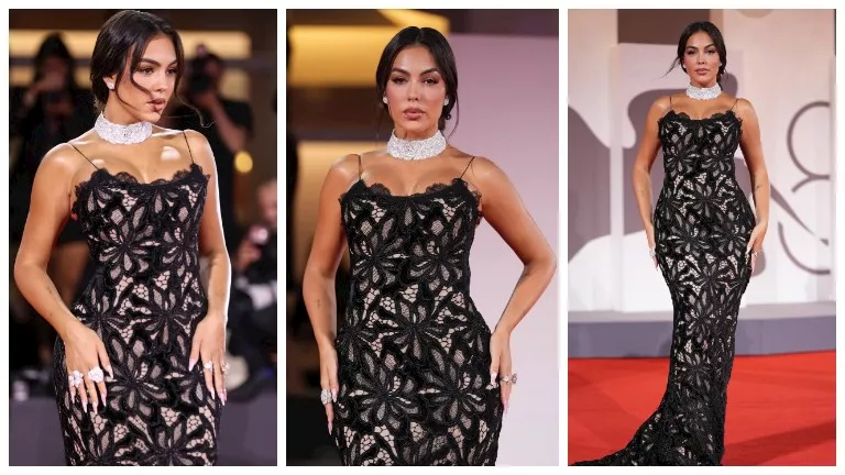 جورجينا تخطف الأنظار على السجادة الحمراء لمهرجان فينيسيا السينمائي