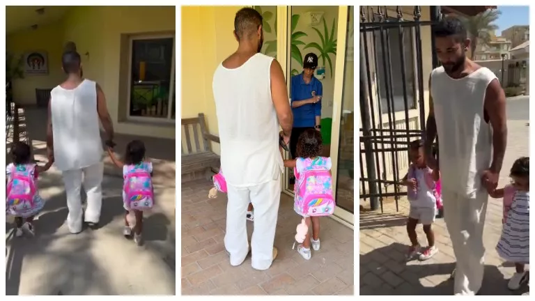 أحمد سعد مع ابنتيه في أول يوم دراسي: “أخيرا هرجع أنام في هدوء”