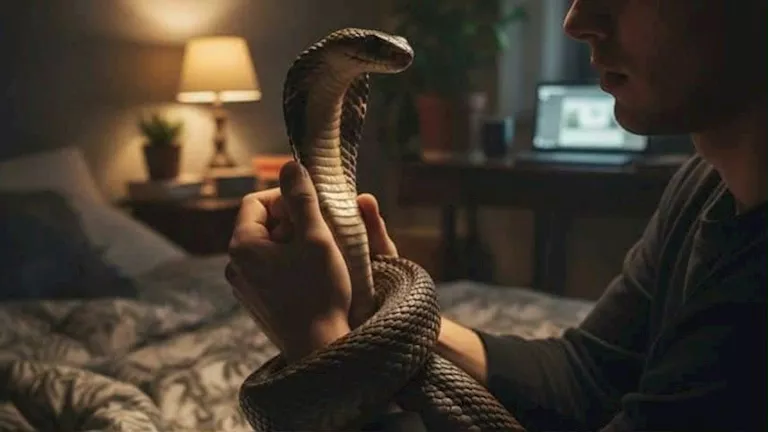 أمام الكاميرا.. كوبرا تلدغ شابا وتنهي حياته أثناء اللعب معها