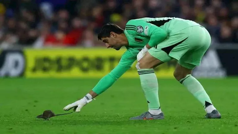 حارس بلجيكا يترك مرماه ويطارد “فأر” بتصفيات كأس العالم.. ما القصة ؟