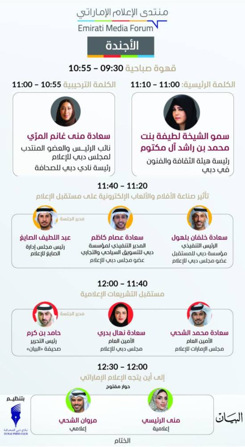 منتدى الإعلام الإماراتي ينطلق غداً بمشاركة قيادات وصنّاع الإعلام الوطني