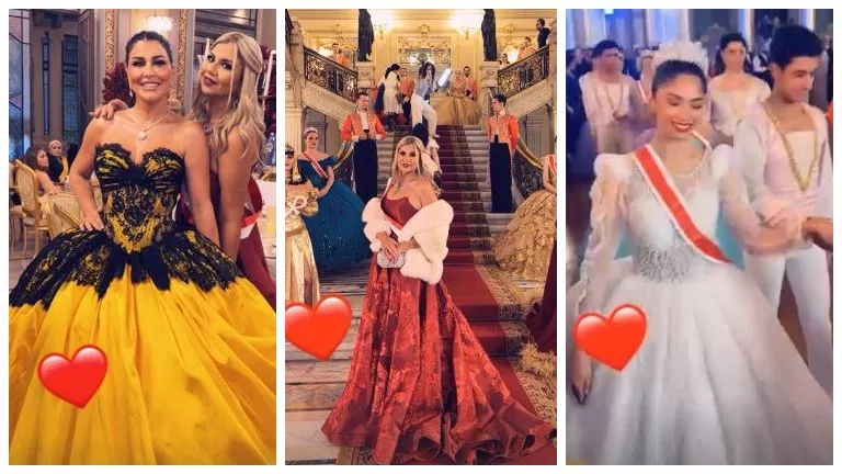 فساتين الأميرات.. بوسي شلبي وجومانا مراد في قصر عابدين