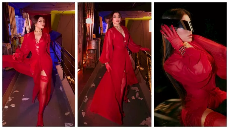 فستان أحمر جريء”.. هيفاء وهبي تنشر صورًا جديدة من كليب “سوبر وومان