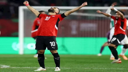 احتفال معتاد من محمد صلاح خلال بطولة أمم أفريقيا 2025